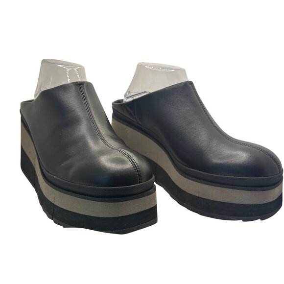 Black Naked Feet Coach Leather Platform Slip-On Shoes 10 chunky platform monochr - Picture 1 of 9